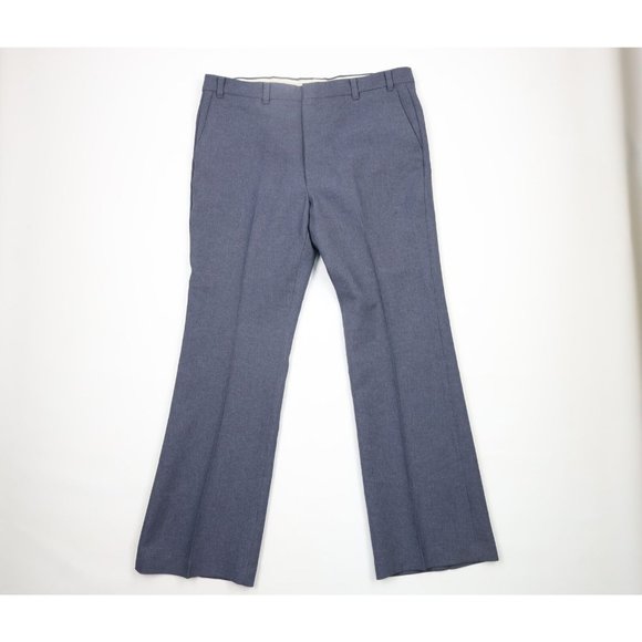 Vintage 70s Levis Mens 40x34 Knit Wide Leg Bell Bottoms Chino Pants Blue USA
